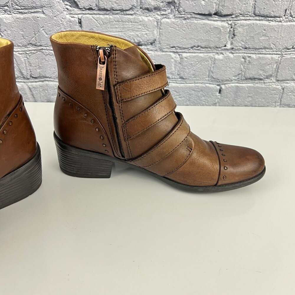 Bussola Ankle Boots 3 Strap Booties Antique Brown Size 39 8/8.5 M - Picture 7 of 16